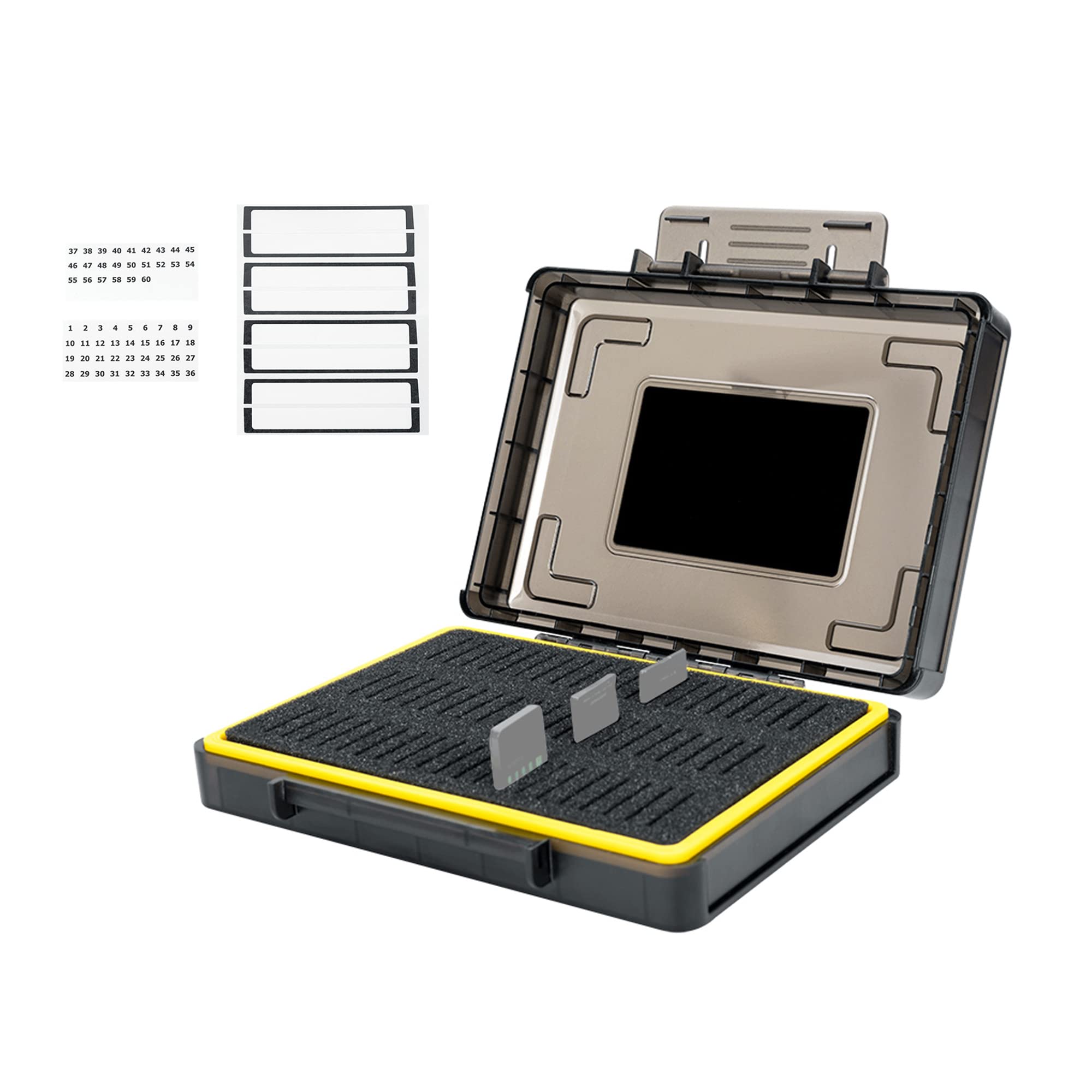 60Slots Rugged Memory Card Storage Case for CFexpress Type A, SD SDHC SDXC, Nintendo Switch (NS) Game Card, PSV PS Vita Cards Carrying Box Organizer Stackable Anti-Slip Water-Resistant