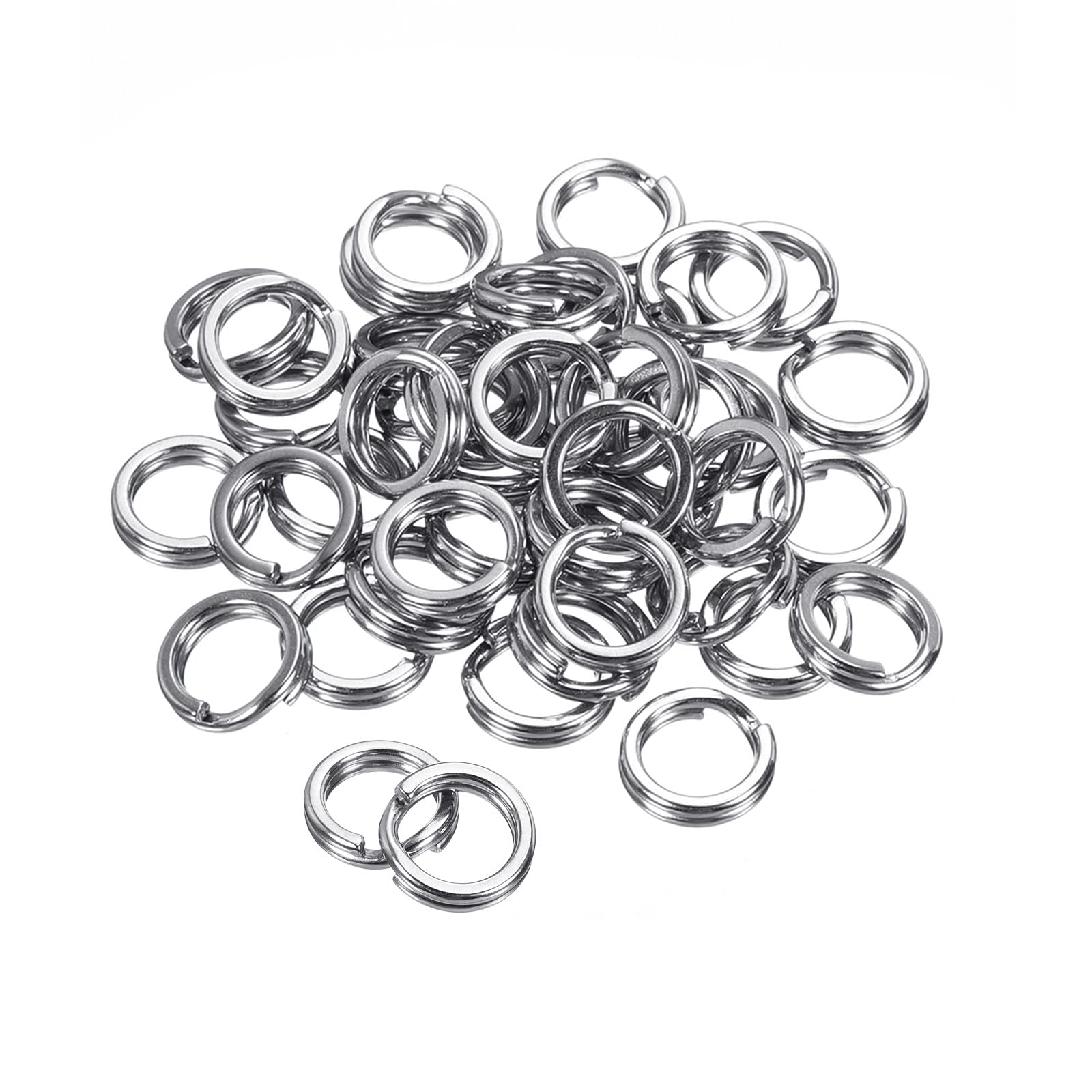 PATIKIL 1.2mm x 9mm Fishing Split Rings, 50 Pack 304 Stainless Steel Double Flat Ring Lure Connector for Saltwater Freshwater — image 1