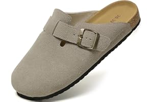 PLMOKN Boston Clogs for Women Men Suede Platform Clearance Mules Slip-On Garden Shoes Antislip Sole Slippers