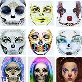 Day of the Death Face Gems Clown Face Jewels for Women | Halloween、Rave、EDM、Music Festival, Face Decals, Rhinestone Face Gems Tattoo、Waterproof、Reusable, Costume Accessories