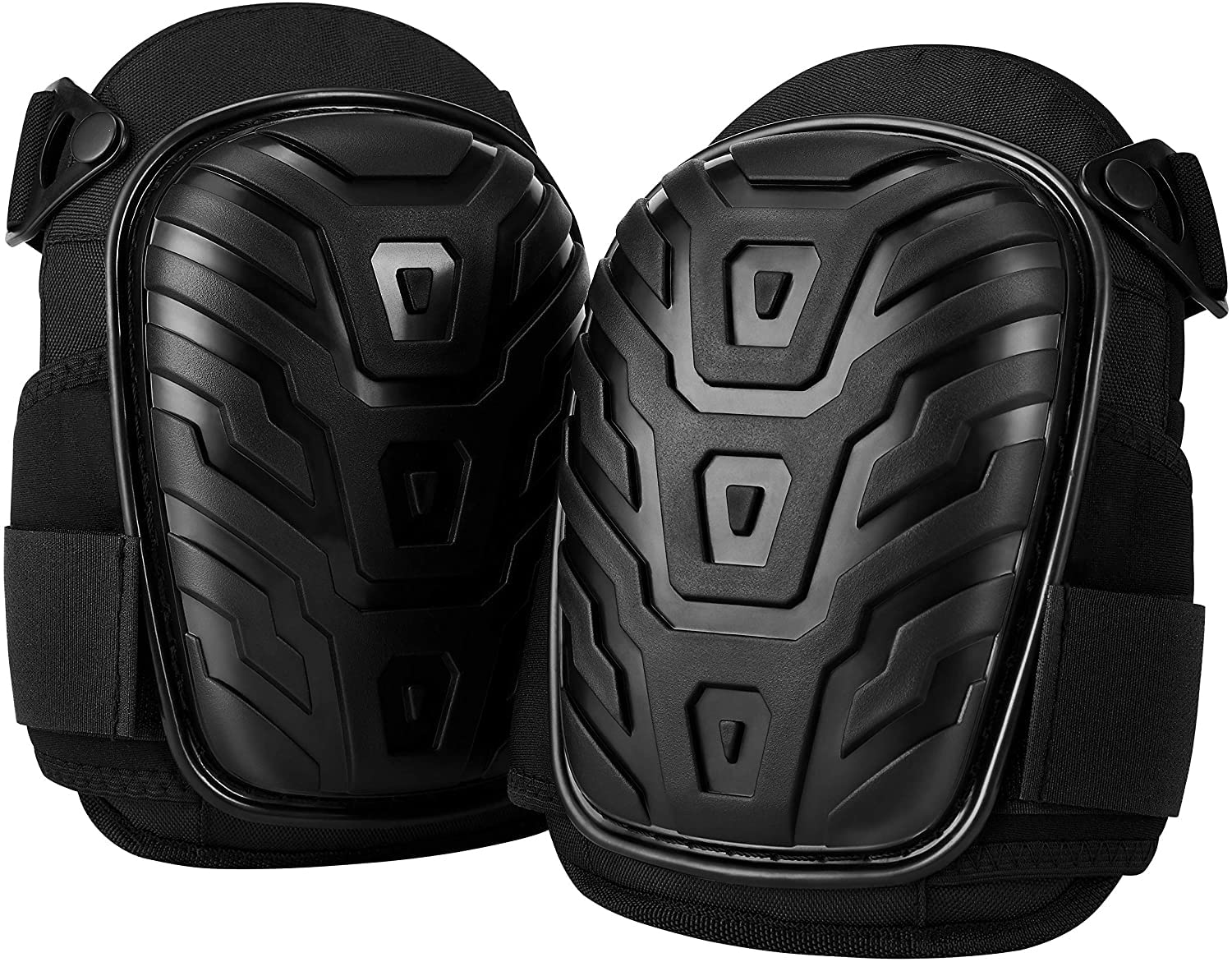 Knee Pads Work,Knee Pads with Heavy Duty Foam Padding and Gel Cushion,Strong Double Straps and Adjustable Easy-Fix Clips for Men,Women,Construction,Flooring,Gardening,Cleaning and DIY (Black)