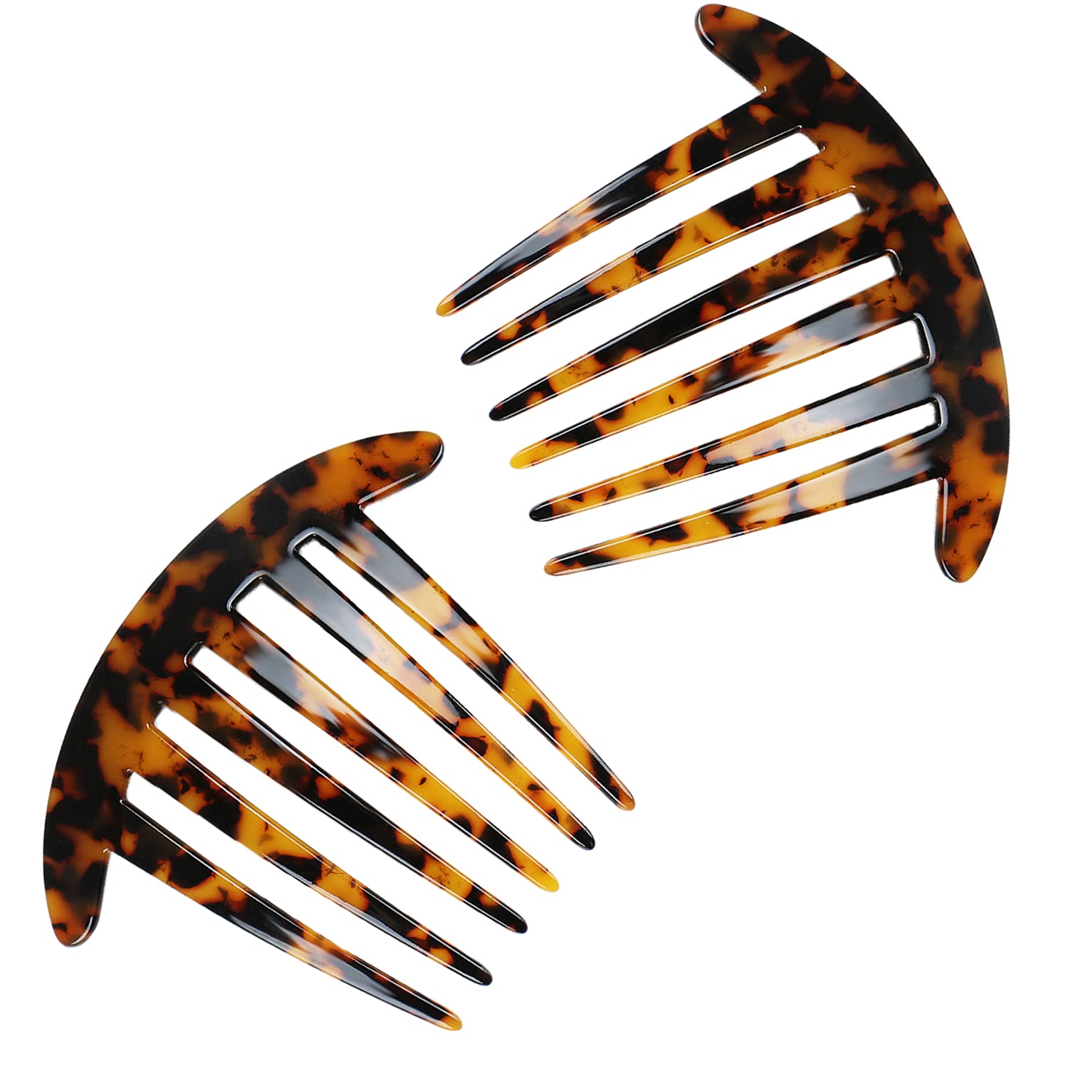 Hair Comb, 2 Pack 6 Teeth Tortoise Shell Hair Combs Hair Clip Combs Hair Claw Hair Barrette Hair Clips for Party Travel Banquet Daily Usage Wedding Dancing Birthday Valentines Day Gifts