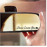 3 x Jesus Loves You Rearview Mirror Decal Water Bottle Stickers Affirmation Reminder Sticker Laptop Bumper Sticker Tumbler Vinyl Sticker Car Mirror Decal New Car Decor (Black)