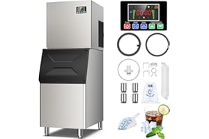 CINTVA Commercial Ice Maker Machine 550Lbs/24H, Industrial Ice Maker with 350Lbs Storage Bin, Ice Ready in 8-15 min Commercial Ice Machine, Stainless Steel Ice Maker for Bar/Cafe/Restaurant/Business