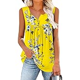 Mystry Zone Womens Tank Tops Casual Blouse Button Up Ruffle Tunic Shirts Fit Flare S-3XL