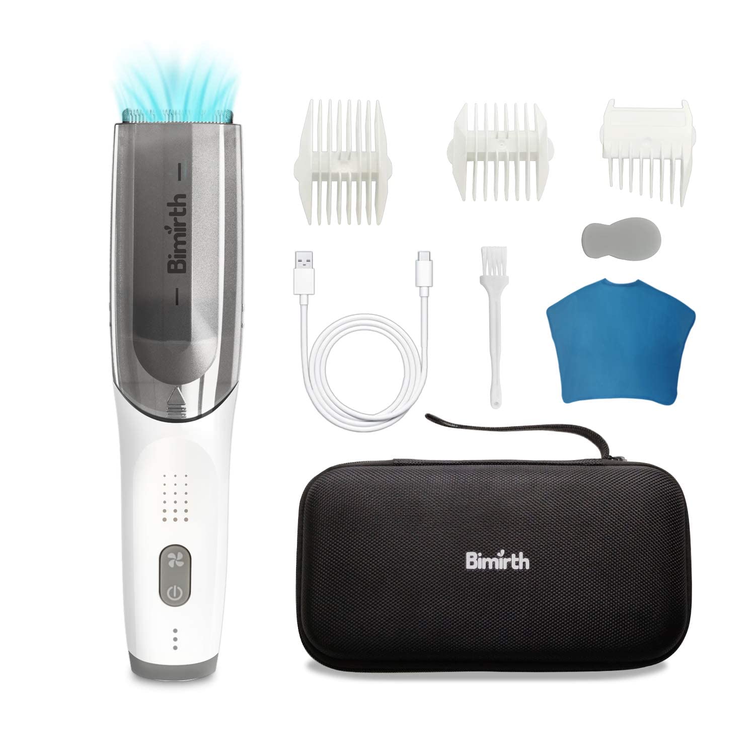 Bimirth Kids Hair Clipper, Vacuum Hair Clipper for Baby, Quiet Kids Hair Trimmer,Silent Hair Clippers for Children, Waterproof Cordless Operation, USB Fast Rechargeable, 3 Guide Combs(Vacuum)