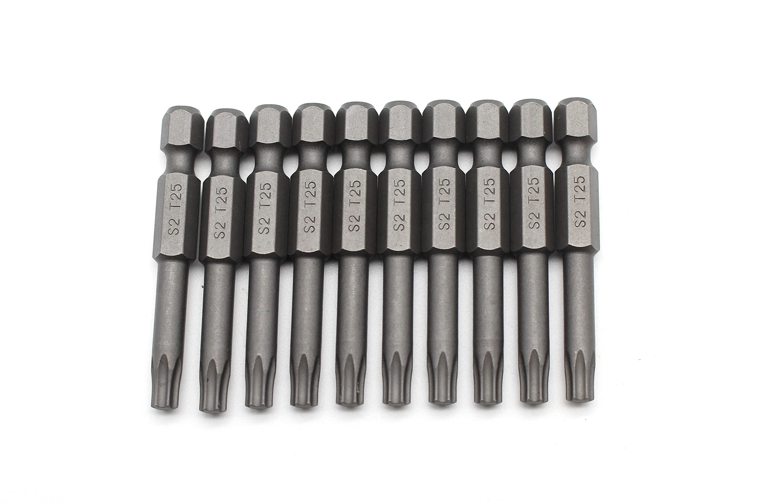TEMO 10 Pieces T25 Torx Star Head Screwdriver Bit Set, S2 Steel 6 Point T-25 Reduced Round Shaft Screwdriver Insert Bits Hex Shank