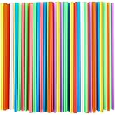 100 Pcs Colorful Plastic Straws, Disposable Drinking Straws, 8.26" Long and 0.23'' Diameter