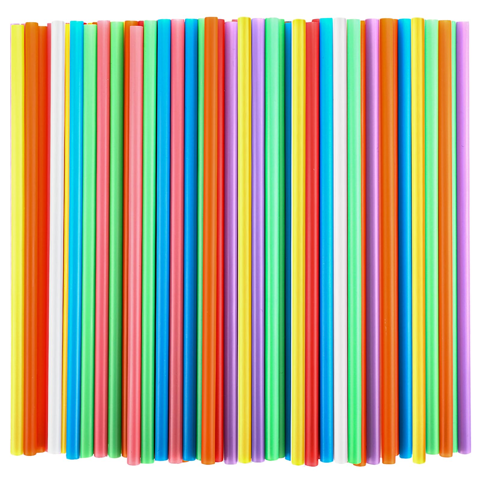 Photo 1 of 100 Pcs Colorful Plastic Straws, Disposable Drinking Straws, 8.26" Long and 0.23'' Diameter