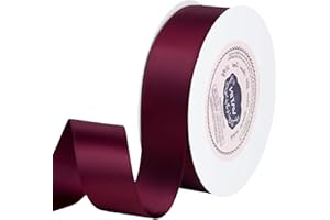 VATIN Double Face Wine Satin Ribbon 1" Continuous 25 Yards,Red Polyester Fabric Ribbon use for Bows Bouquet, Gift Wrapping, Floral Arrangement Wedding Decoration