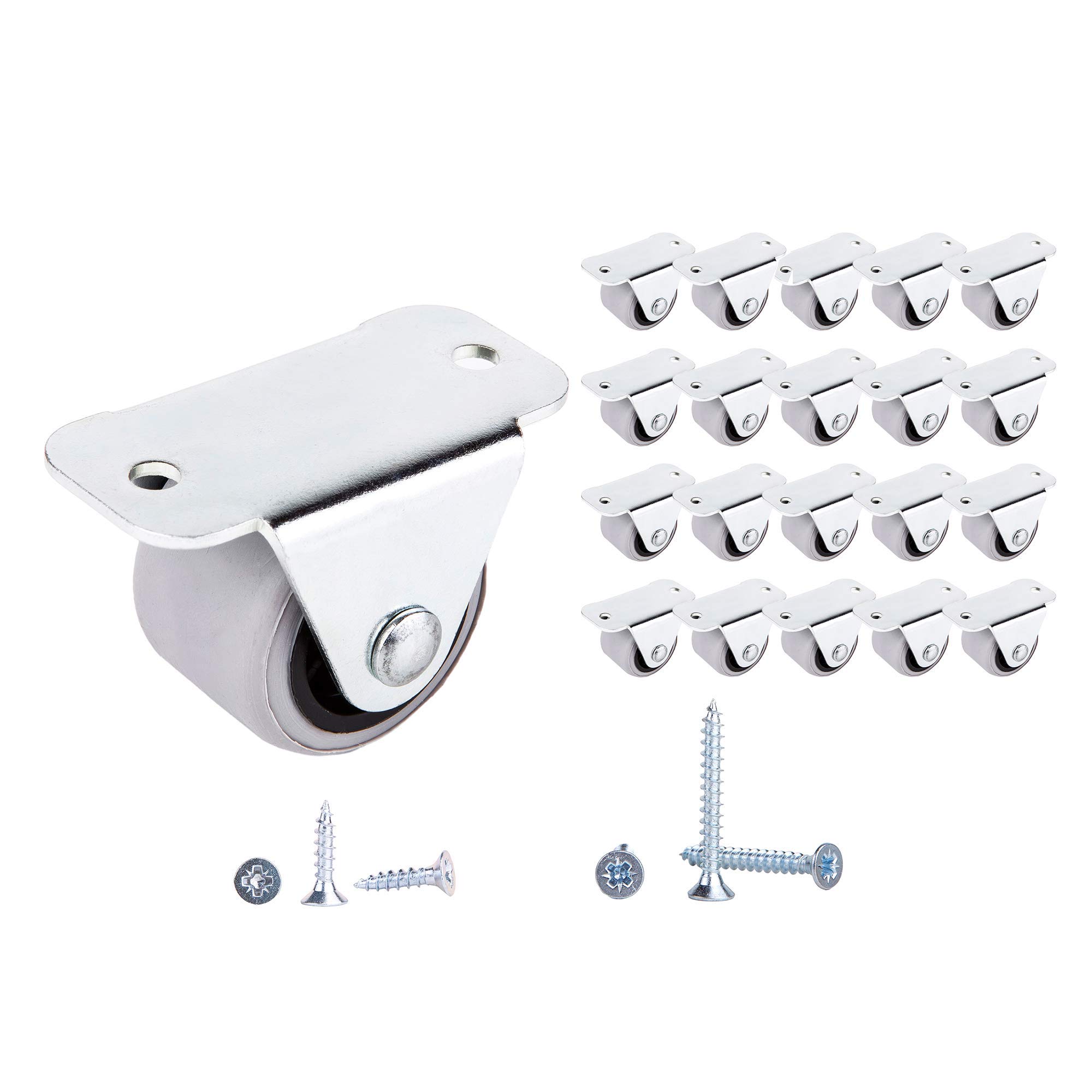 (Pack of 21) 30 mm Small Wheel Castors Rubber Casters Castors for Furniture Non-Swivel Small Wheels Non-Plastic Appliance & Equipment Small Wheel Castors Screws Included Casters Set (21)