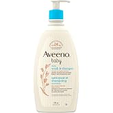 Aveeno Baby Daily Moisture Wash &amp; Shampoo, Tear-Free, 18 fl. oz | 2-in-1 Baby Wash and Hair Shampoo with Oat Extract, for Sensitive Skin and Hair, No Added Parabens
