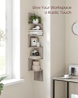 VASAGLE 5-Tier Corner Shelf Modern Zigzag Wall Display Heather Greige LBC072M01 view 4