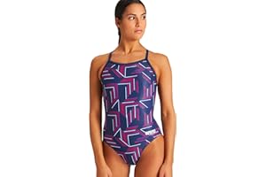 Arena Puzzled Light Drop Back Women's One Piece Swimsuit for Competitive or Casual Swim, Ladies Bathing Suit