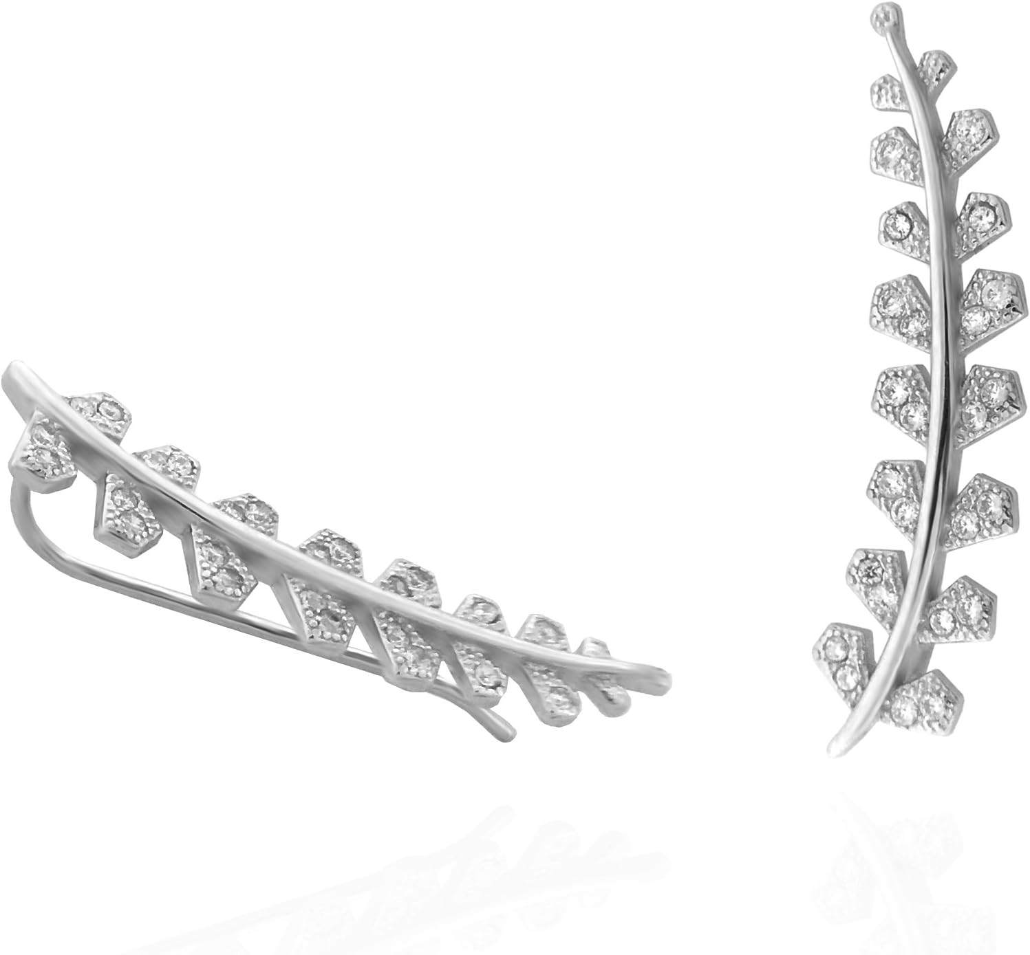 Sofia Milani/Branch Leaf Earrings Ear Cuff For Women's Rock Climbing Rock climbing in 925 Sterling Silver with Cubic Zirconia with Gift Box – 48 20027