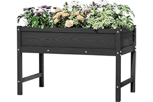 BIVODA HDPE Raised Garden Bed with Legs, Outdoor All-Weather Elevated Planter Box Raised Beds for Seeds, Herb, Flower, Vegetable (Black)