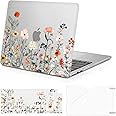 MOSISO Compatible with MacBook Air 13 inch Case 2025-2022 M4 A3240 M3 A3113 M2 A2681, Plastic Garden Flowers Hard Shell&Keyboard Cover&Screen Film Compatible with MacBook Air 13.6 inch, Transparent