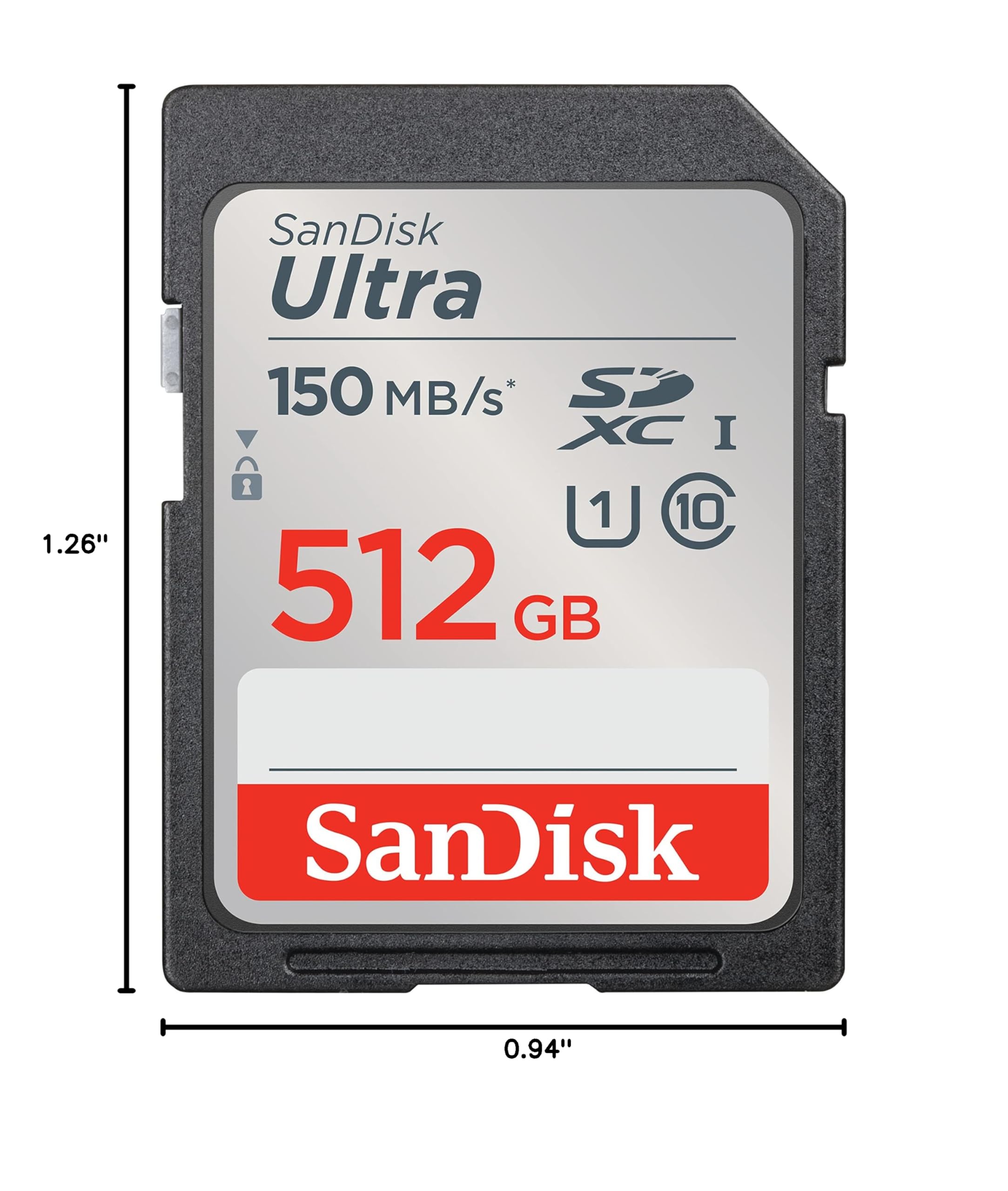 SanDisk 512GB Ultra SDXC UHS-I Memory Card - Up to 150MB/s, C10, U1, Full HD, SD Card - SDSDUNC-512G-GN6IN