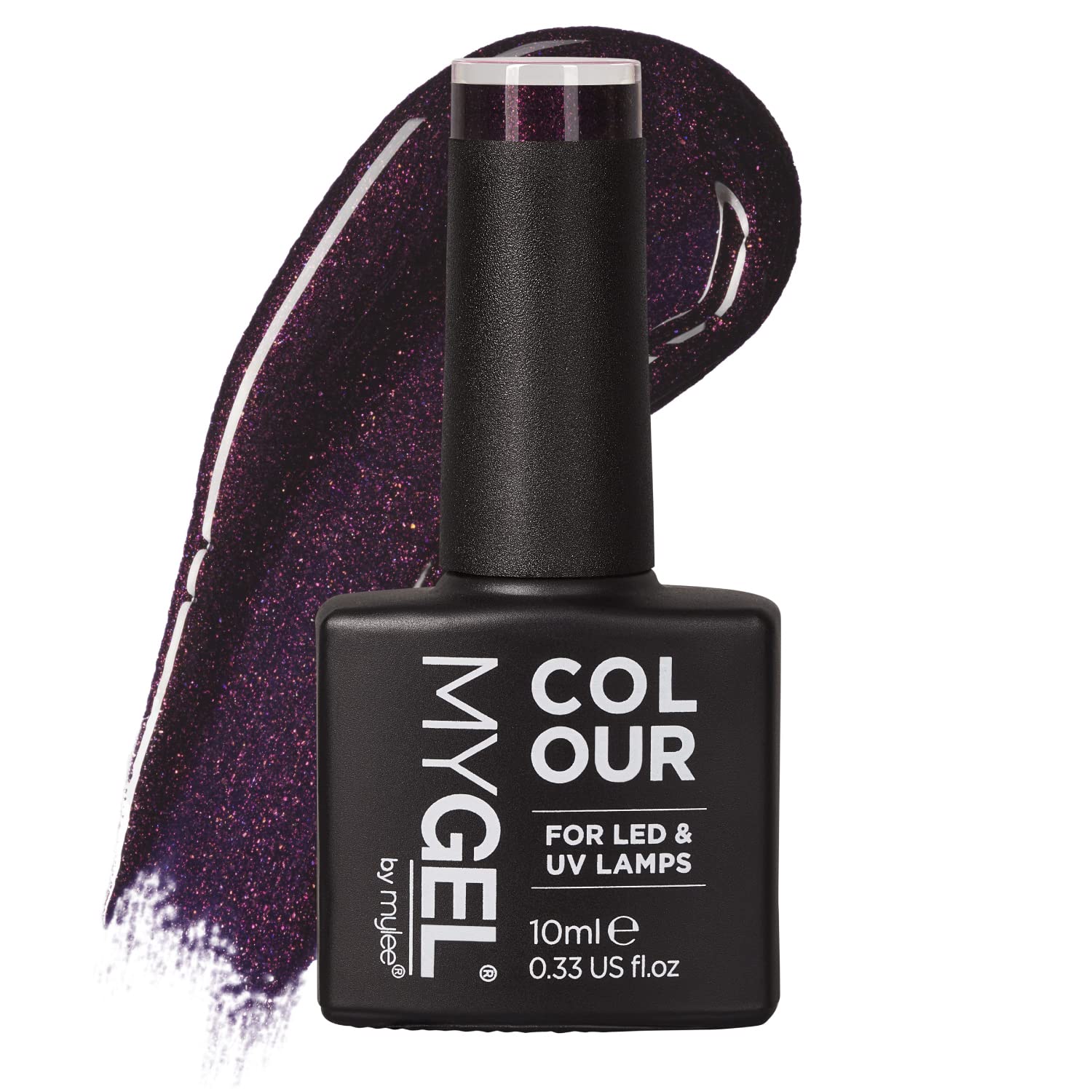 Mylee Gel Nail Polish 10ml [Deep purple ] UV/LED Soak-Off Nail Art Manicure Pedicure for Professional, Salon & Home Use [Fine Glitters Range] - Long Lasting & Easy to Apply
