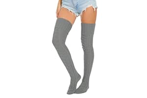 Leoparts Cable Knit Thigh High Socks for Women Over the Knee Boot Socks Extra Long Leg Warmer Winter Stockings