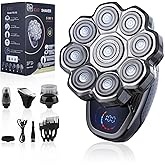 2025 New 9D Head Shavers for Bald Men, 5-in-1 Electric Razor Bawldy 9.0 Floating Pro Ultra Groomie Shaver IPX6 Waterproof with LCD Display Type-C Rechargeable Wet Dry Use Grooming Kit