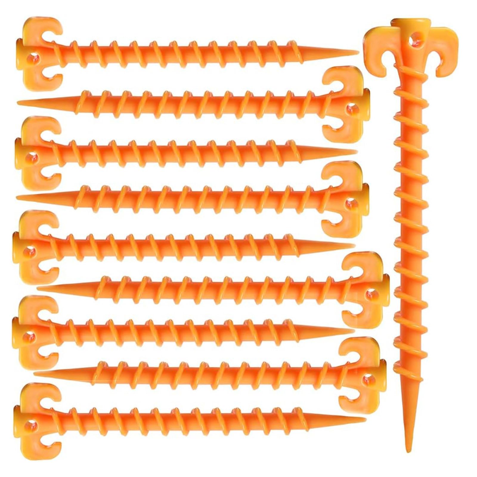 Generic 10 Pcs Yellow Plastic Screw Tent Pegs for Camping, Hiking, Fishing & More