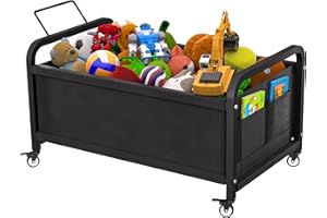 Ardier 80L Large Kids Toy Box with Wheels, Toy Chest Storage Organizer for Toddlers, Boys, Girls, Toy Storage Bin for Stuffed Animals, PlayRoom, Bedroom, Nursery, Living Room, Black