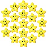 20 Pieces Star Smile Face Stress Balls Star Mini Foam Smile Ball Stress Relief Toy Mini Classroom Exchange Gifts Kids Toys for School Carnival Reward, Student Prizes, Party Bag Fillers