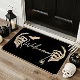 Mocsicka Halloween Door Mat Funny Skull Outdoor Mat Black Horror Non Slip Halloween Home Decor Doormat Indoor Enterway Floor Welcome Mats, 17''X 30'' (Black, 17''x 30'')