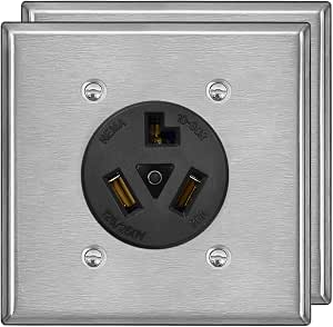 Amazon.com: BESTTEN - Receptáculo empotrado de 30 amperios con placa de  pared, salida para secadora, NEMA 10-30R, 125/250V, 3 polos, 3 cables,  grado comercial, sin tierra, certificación UL, negro : Herramientas y  Mejoras del Hogar