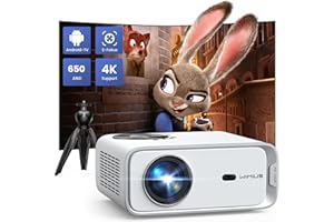 【Electric Focus & Android TV】Projector 4k with WiFi and Bluetooth, WiMiUS Full HD 1080P 650ANSI Home Theater Movie Projector 4k+, 4P/Auto Vertical Keystone 50% Zoom 300“ Portable Outdoor Projector