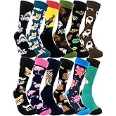 HSELL Mens Funny Pattern Dress Socks Crazy Design Cotton Socks Novelty Gifts for Men