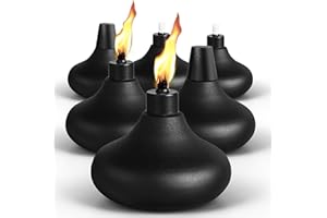 FAN-Torches 6 Pack Metal Table Top Torches, 24.5oz Citronella Torches for Outside, Refillable Flame Light Torch, Decorative Tabletop Lantern for Yard, Patio, Deck, Garden, Party, Landscape