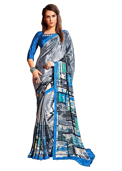 Crepe With Blouse Piece Saree