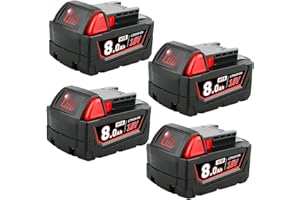 4 Pack 18V 8Ah Replacement for Milw M-18 Battery Compatible for Milw Battery M-18 High-Capacity Lithium Ion 48-11-1811, 48-11