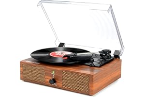 UDREAMER Vinyl Record Player Turntable with Upgraded Speakers Wireless Vintage Vinyl Player with USB Input, 3 Speed,AUX in,Headphone Jack and RCA Out