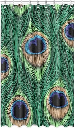 Cortina de ventana Black Out 2 paneles Coloridas plumas de pavo real de