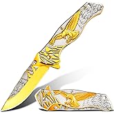 Vividstill Pocket Knife for Men, Cool Folding Knife With 3D embossed Bald Eagle, Great Gift Edc Knife For Men Outdoor Survival Camping Hiking Hunting (Eagle)