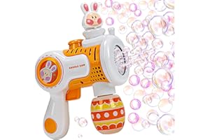 HOLYFUN Easter Bubble Gun Bunny Bubble Machine for Kids, Easter Basket Stuffers Outdoor Toys for Party Favor