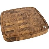 Ironwood Gourmet Carolina Acacia Wood Chopping Board, 14" End Grain Cutting Board With Juice Channel