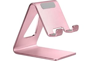 Aoviho Desk Cell Phone Stand, Phone Holder, Desktop Phone Cradle Dock for iPhone 14 13 12 pro 11 X Xs max 8 7 6 6s Plus SE 5 5S Samsung All Smart Phones (Rose Gold)