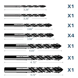 10-Piece Masonry Drill Bit Set for Concrete Tile