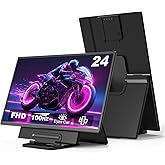24" Large Portable Monitor, 1080P FHD 100Hz Laptop Screen Extender, 125% sRGB IPS Monitor Extender, USB C HDMI Office Gaming with Detachable Stand, Travel monitor for Window MAC Phone Xbox Switch