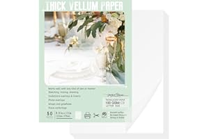 JAGERGREEN Vellum Paper 8.5 x 11 Inches 100GSM 50 Sheets, Thick Translucent Printable Vellum Paper for Invitations, Belly Bands, Tracing, Sketching