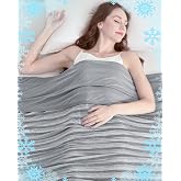 Ailemei Direct Cooling Throw Blanket for Hot Sleepers,Gray,50"x70" | Double-sided cold effect cooling blankets for night sweats &amp; menopause.Lightweight breathable ice blanket to keep you cool.