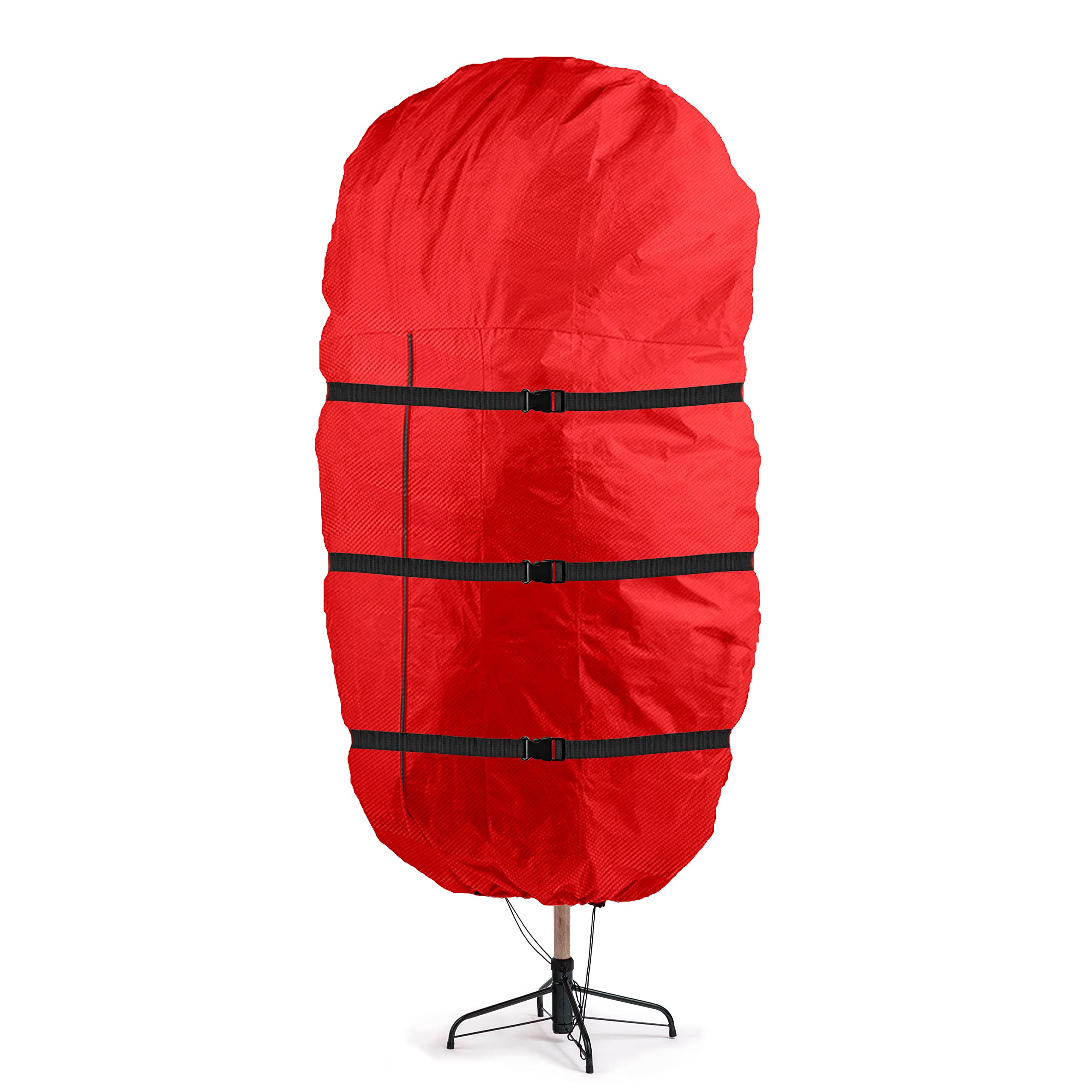 Photo 1 of ZOBER Upright Christmas Tree Storage Bag With Drawstring Hem - Oxford Waterproof Fabric Christmas Tree Bag For Storage Box For Xmas - Strong, Durable Straps & Handles (Red W/Straps, 9 Feet)