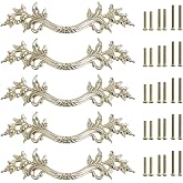 JUXYES 3 Inches Vintage French Provincial Drawer Pulls Knobs for Dresser | 5 Pack Antique Silver Decorative Dresser Drawer Pulls Retro Drawer Pull Handles Knobs for Cupboard Cabinet