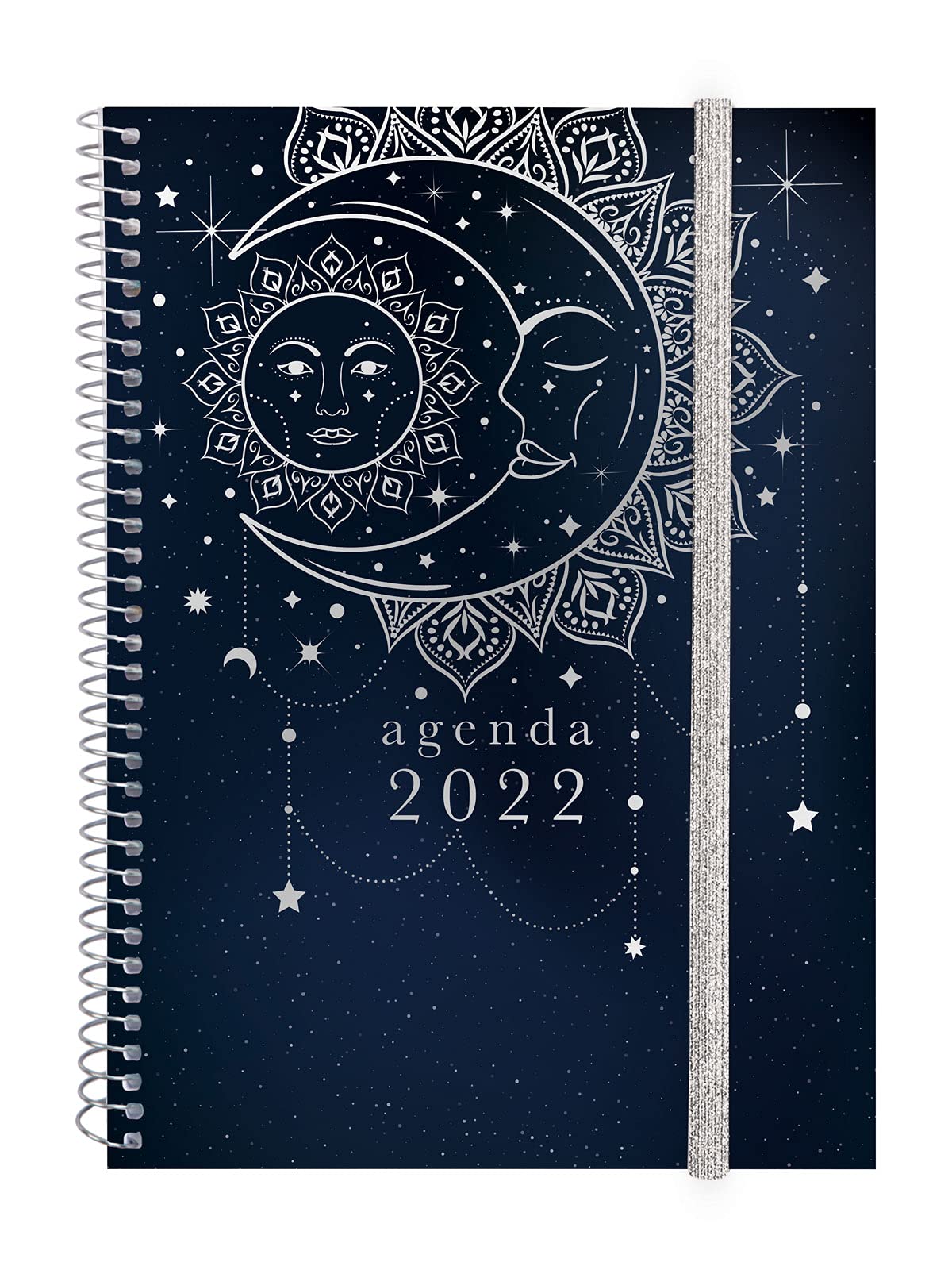 Finocam - 2022 Horizontal Weekly Diary from January 2022 to December 2022 (12 months) E10-155x212 mm Spiral Design Collection Moon Italian
