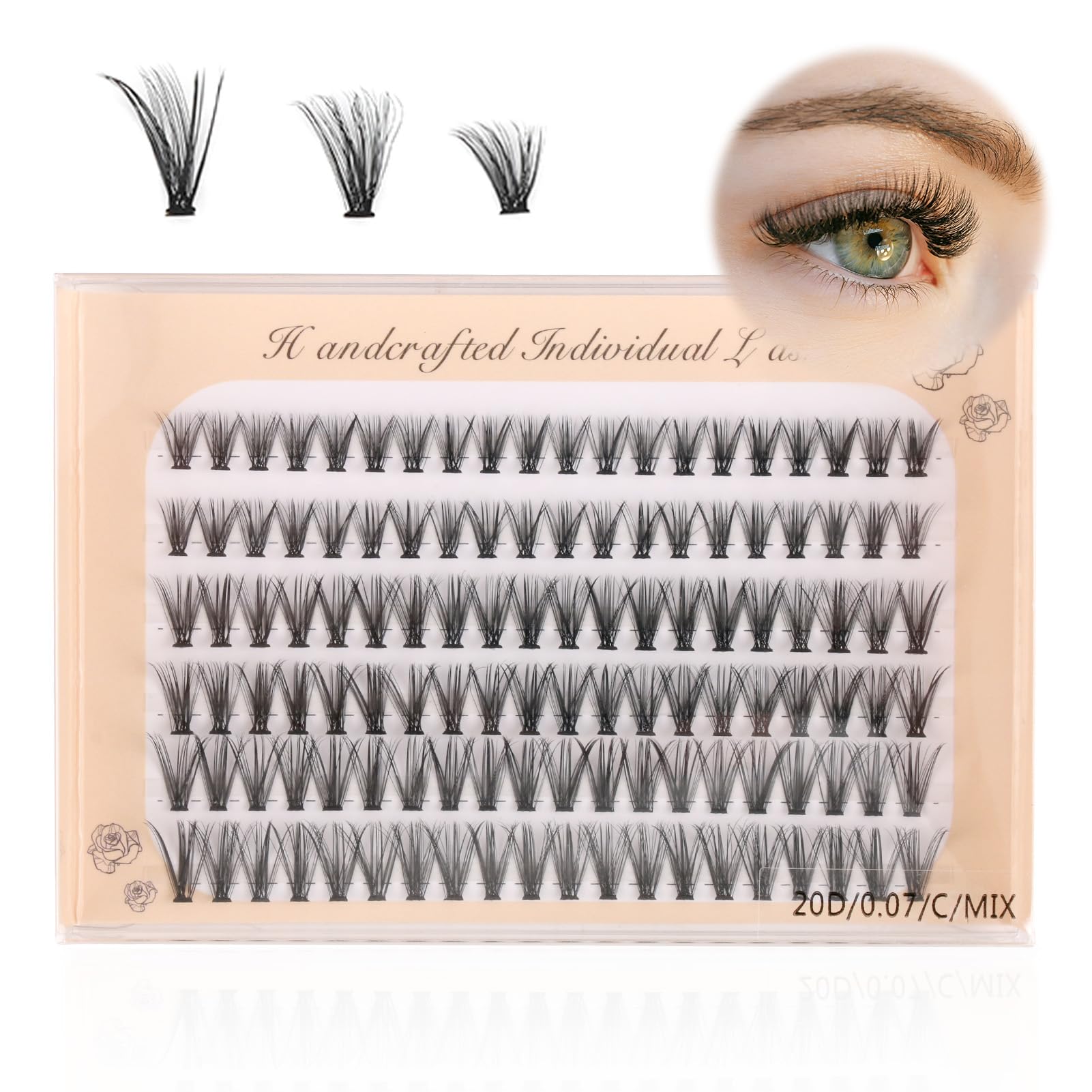 120pcs Individual Eyelashes, 8mm 10mm 12mm 20D C/D Curl Cluster False Lashes Fluffy Natural Black Soft Wispy Lashes for Personal Daily Eye Makeup DIY Eyelash Extensions