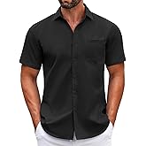 COOFANDY Mens Short Sleeve Casual Button Down Shirts Summer Untucked Dress Shirts with Pocket